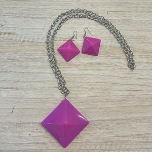 Matching pink necklace and earrings
